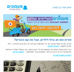 עלון פעמונים לפורים