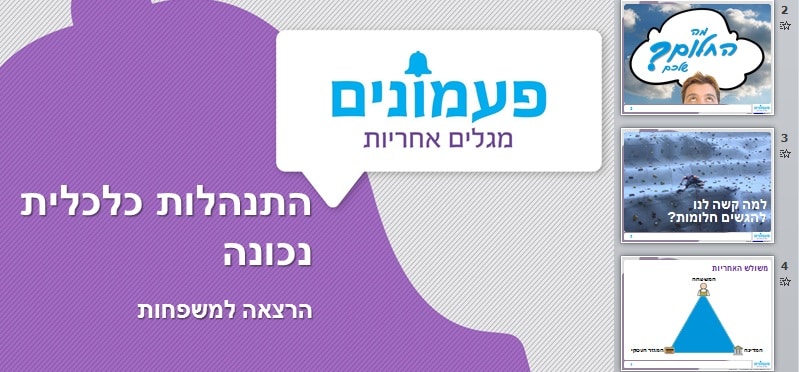הרצאה בנושא כלכלת המשפחה